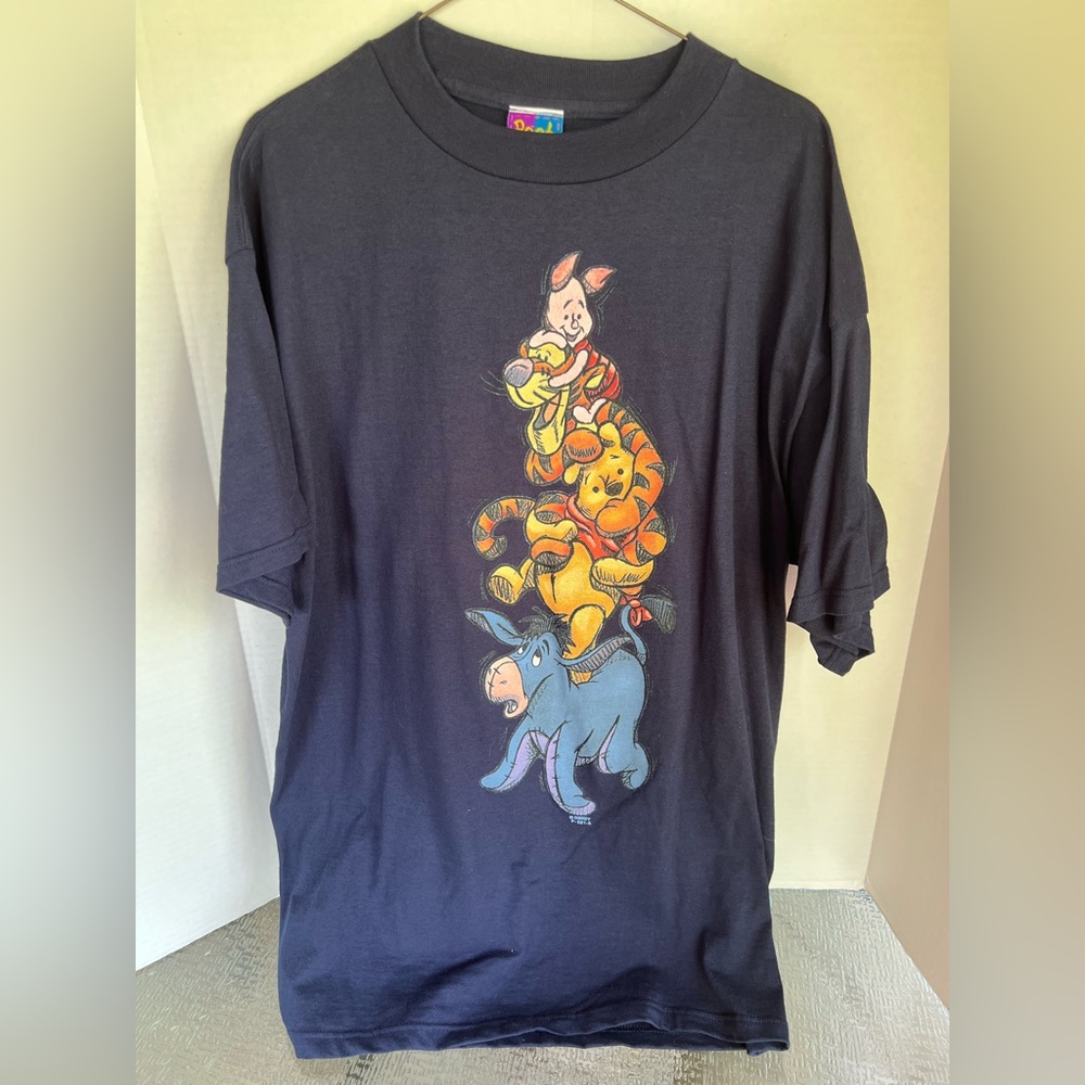 Vintage 90’s Winnie The Pooh Tigger Eeyore Piglet T-Shirt Navy Disney  NWT